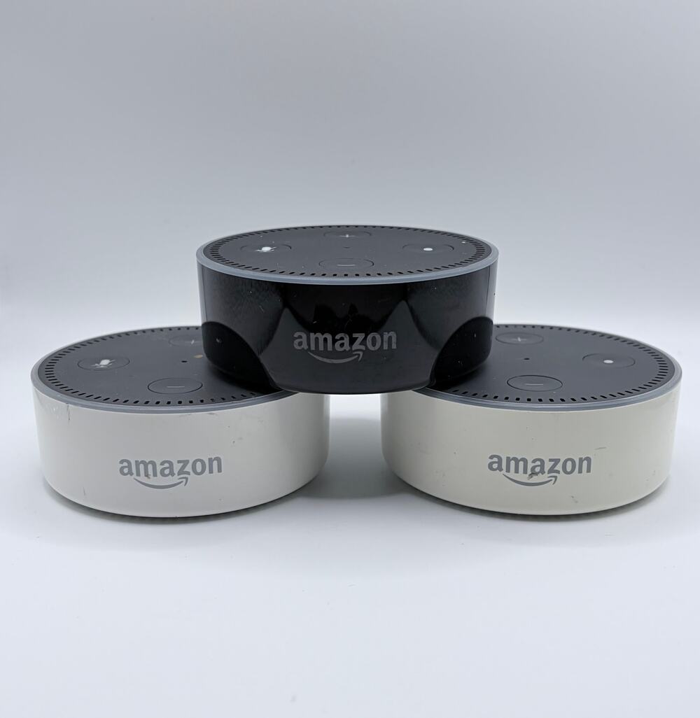 Amazon Echo Dots (3) White Black 2nd Generation
